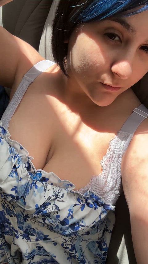 nervous showing how heavy they look under this dress... deep cleavage and soft curves, love when you say how perfect they are