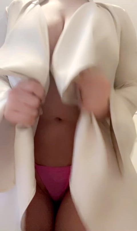 Staring at my huge tits or tiny thong?