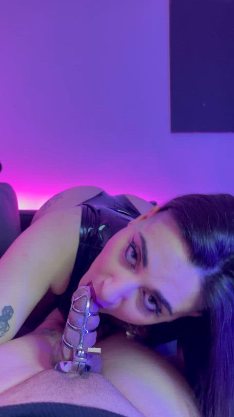 The only way your cock will feel my mouth is that you are caged [domme]