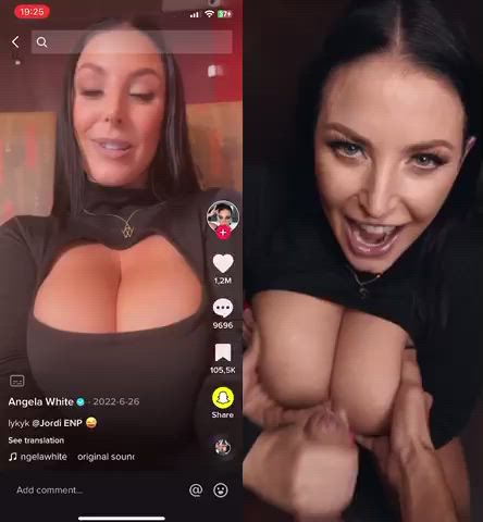 Angela White Big Tits Cumshot NSFW Natural Tits Pornstar TikTok Tits Porn GIF by mollatare