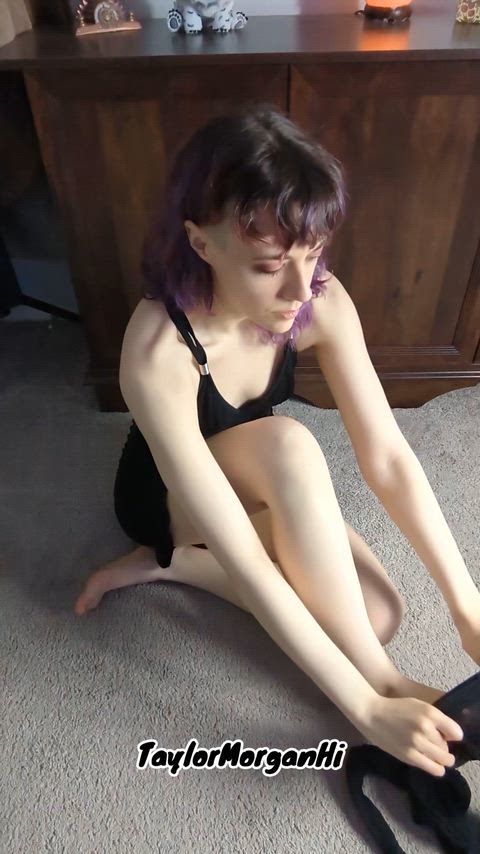 see up my dress while I put these on