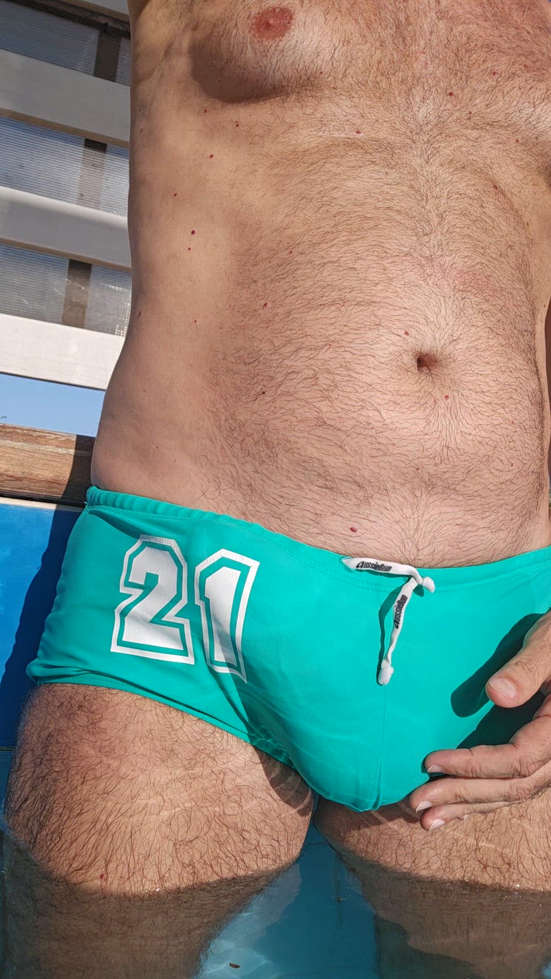 Playing at the rooftop hotel pool, wanna join me?
