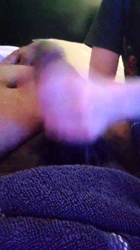 Wife stroking my cock cumshot