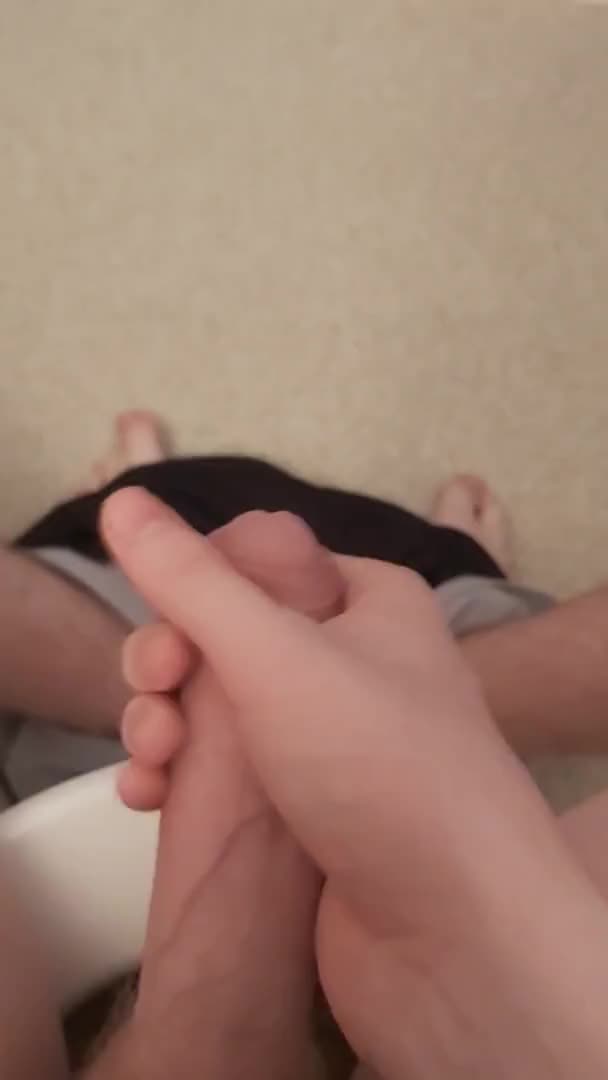 Teen jerking my dick and cumming hard