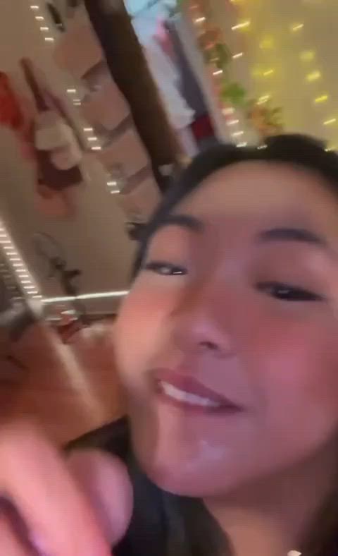 Amateur Asian Babe Cockslap Deepthroat Face Fuck Homemade POV Teen Throat Fuck Porn GIF by populardick