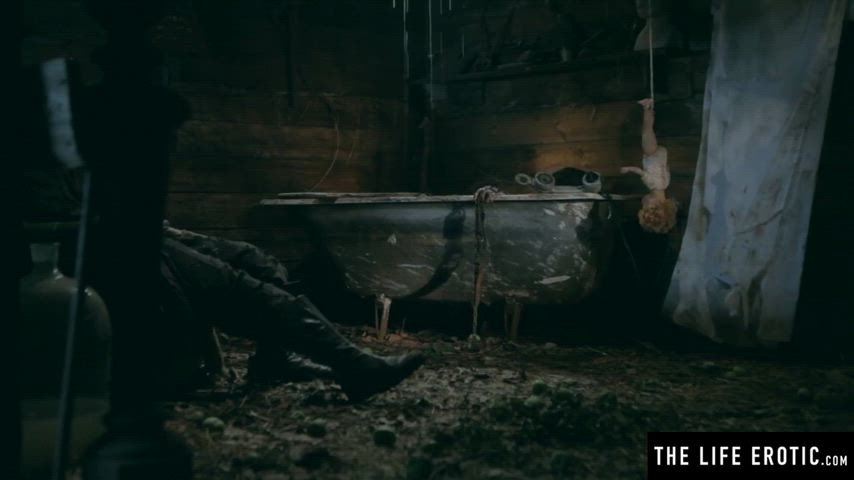 Emily J gets wild with a scarecrow and a cuckold in this kinky porn flick.