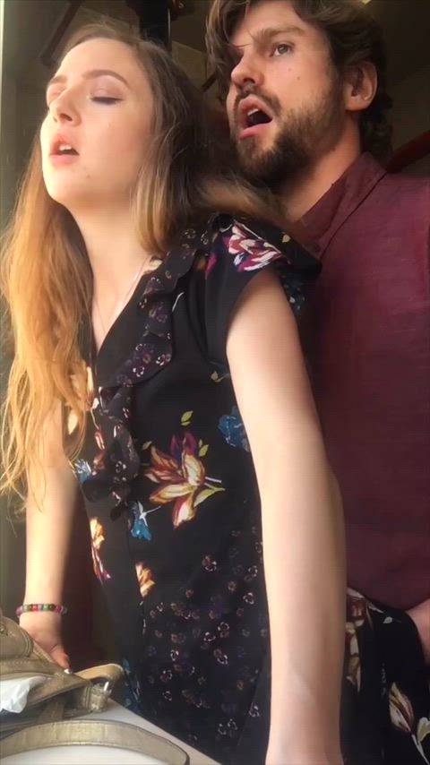 Standing doggy in the hotel stairwell <3