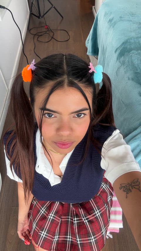 I have a mouth full of your cum. Should I swallow or spit it over my tits