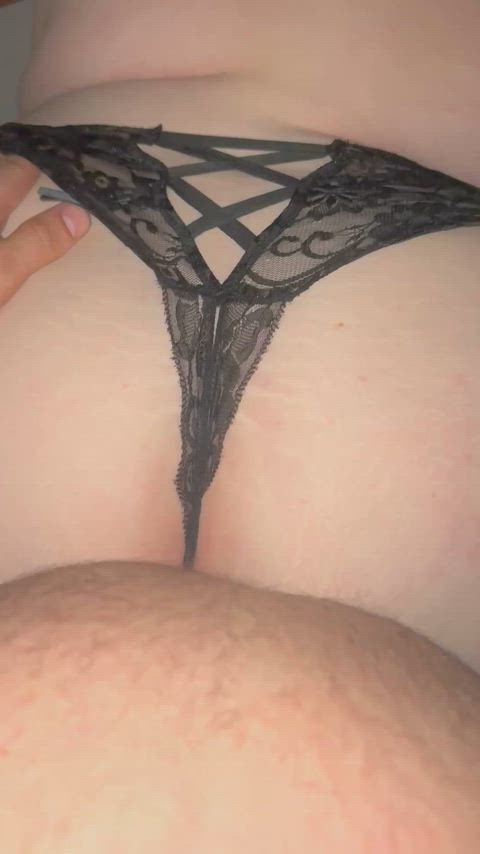 Pulling her panties to the side looks so good from behind