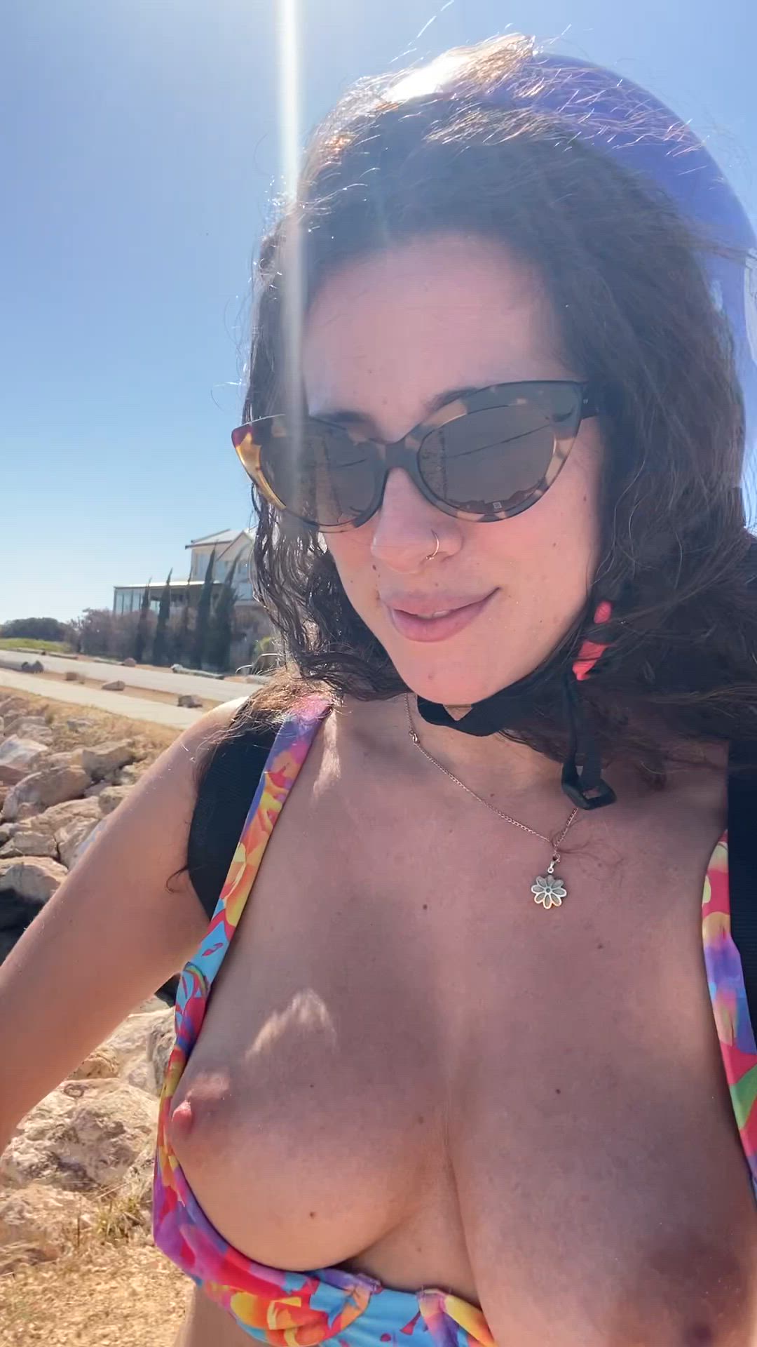 Just riding my bike with my boobies out [GIF]
