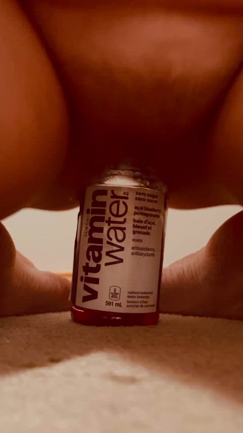 My boyfriend was busy with his other girlfriend. But I was horny too, so he told me to fuck this bottle while I watched him cum in her superior pussy.