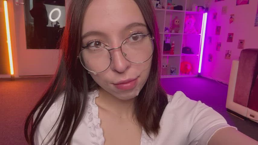 18 Years Old Amateur Brunette Cum Cumshot Cute Facial Glasses Teen Porn GIF by cyberlycrush