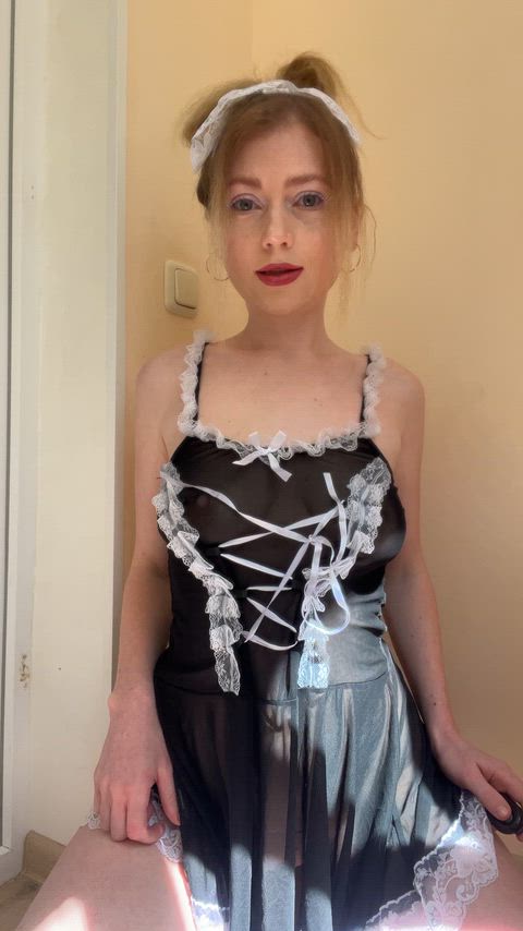 Sheer maid dress pulled slightly up revealing my body in this hot costume tease OnlyFans thumbnail