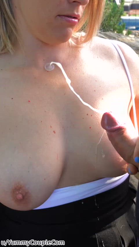 Amateur Cum Cum On Tits Cumshot Cumshots MILF NSFW Natural Tits OnlyFans cumslut Porn GIF by yummycouple