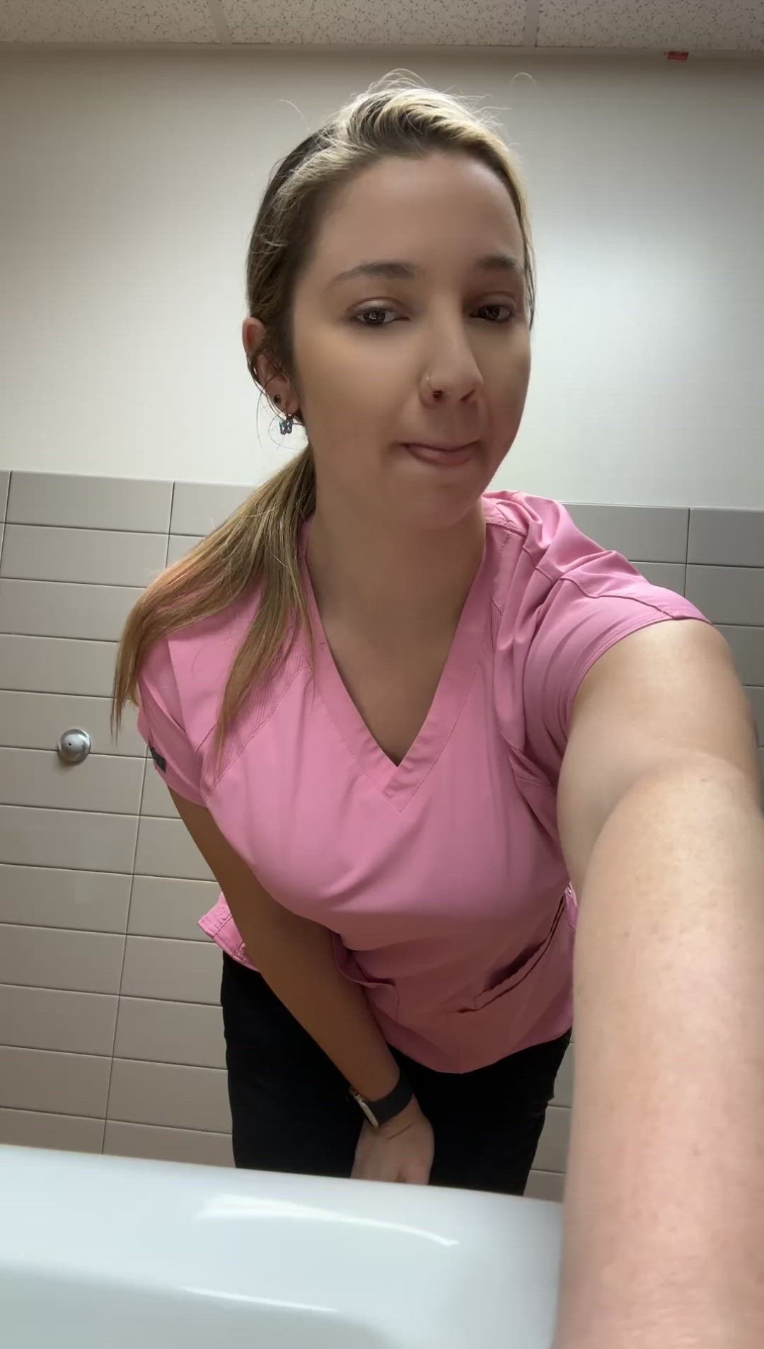 Sometimes I get too exctited at work so I drop my titties out