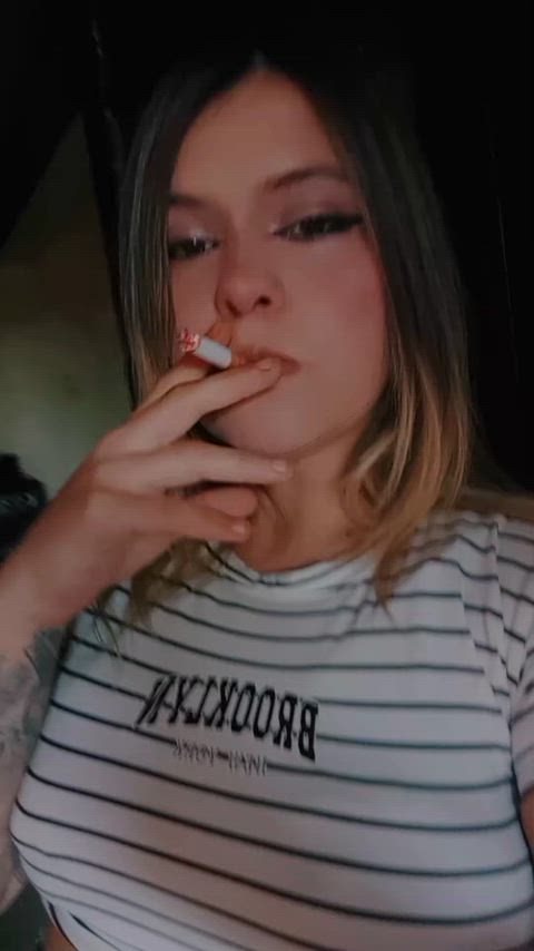 What if while I'm smoking you suck my tits and I blow smoke in your face?