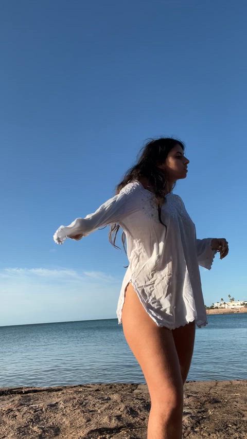 Stripping on a public beach