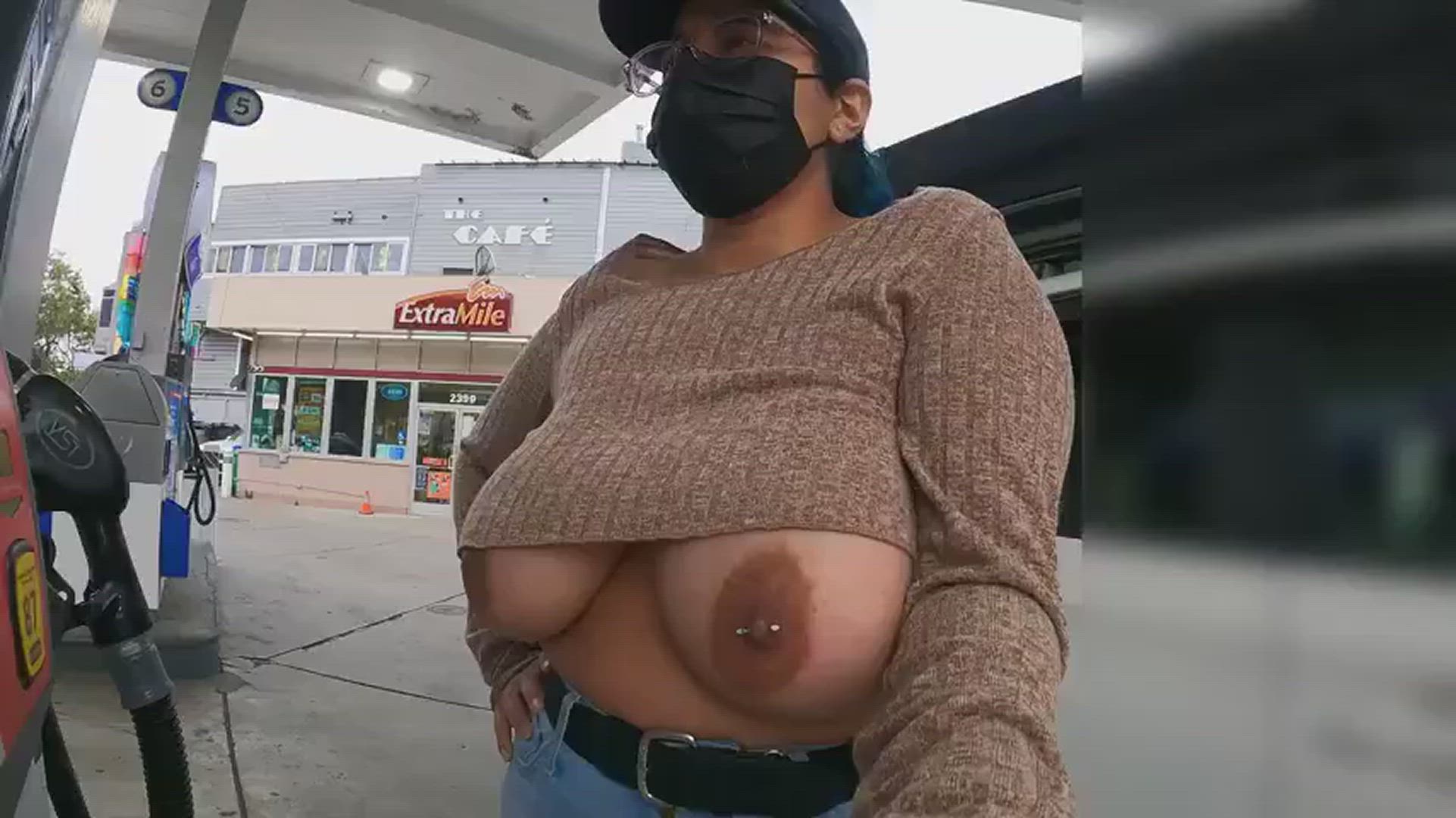Big Tits, Flashing, Nipple Piercing, Public, bigger-than-you-thought, just-boobs