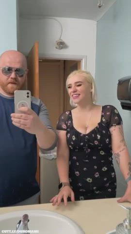 Amateur Bathroom Blowjob Costume Cuckold Funny Porn Hotwife Sharing Standing Doggy Porn GIF by duromami