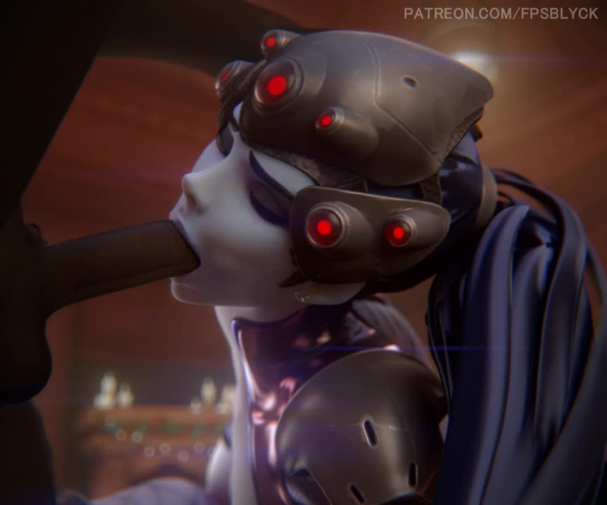 Widowmaker blows on a big cock