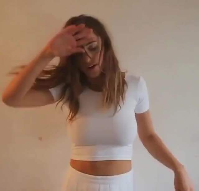 Naughty Brunette Flashing Breasts