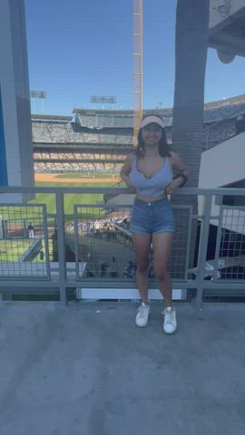 Flashing my titties at the Dodger game!