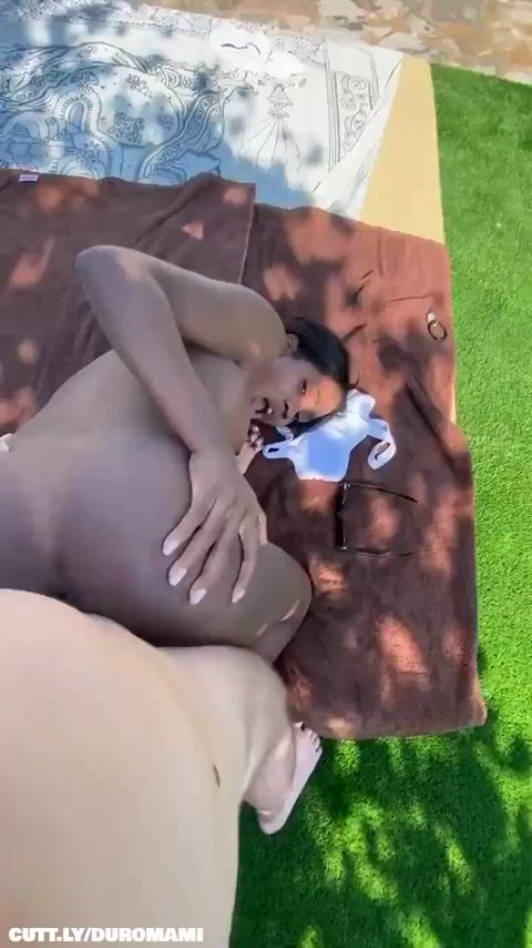 Amateur Bending Over Big Dick Ebony Exposed Interracial Outdoor Party Public Porn GIF by duromami