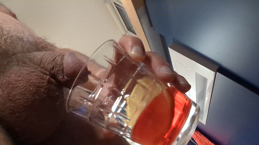 Enjoying a piss spritz while dinner guests were in the next room