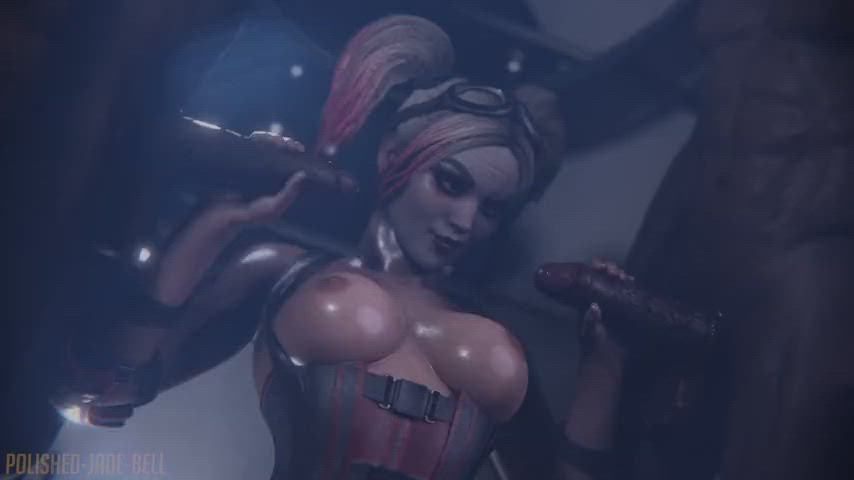 Harley was feeling horny so she grab two of her goons and gave them a handjobs as rewards(polished-jade-bell) [DC]
