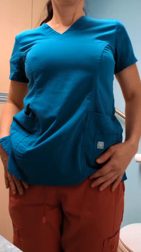 Showing off my boobies at work