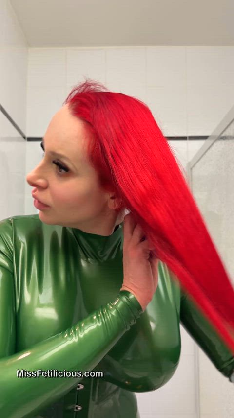 Catsuit Corset Fetish Kinky Latex Lips Mask Red Hair Redhead Rubber Porn GIF by missfetilicious