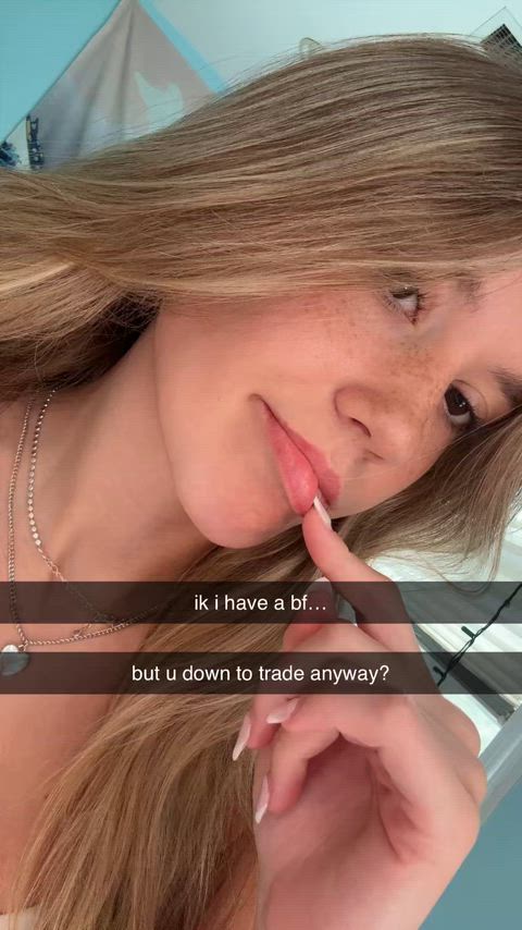 18F ik i have a bf... but he's too small to make me cum. can we pls just sext anways?