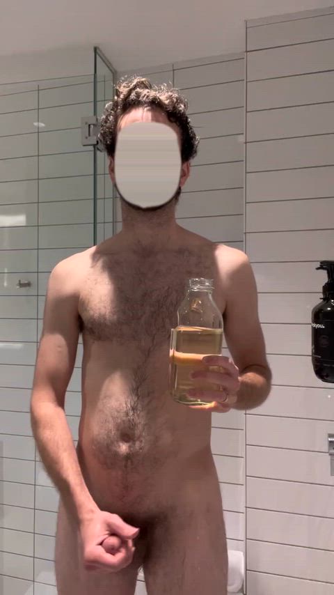 Some fun with a big bottle of piss in a hotel