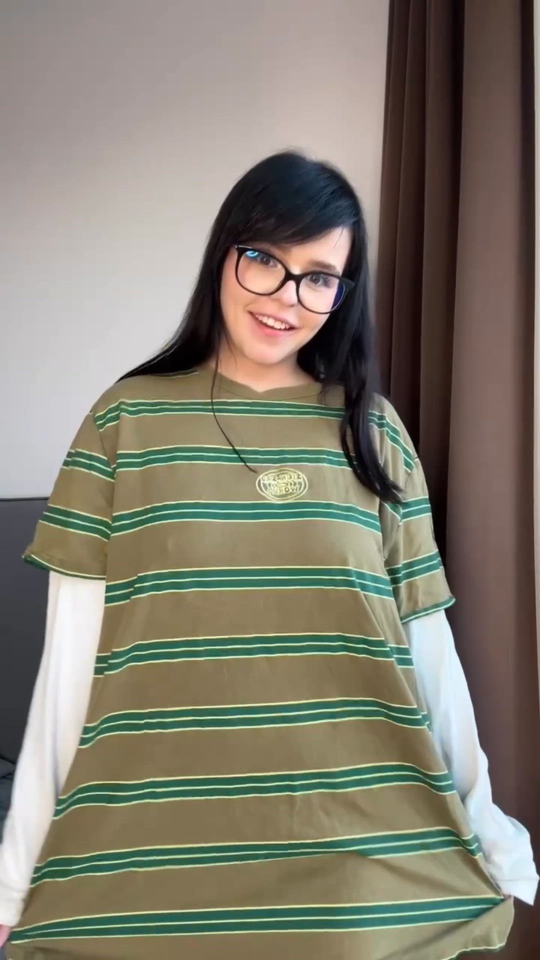 This is how I'll look in your sweater, and this is how I'll look without