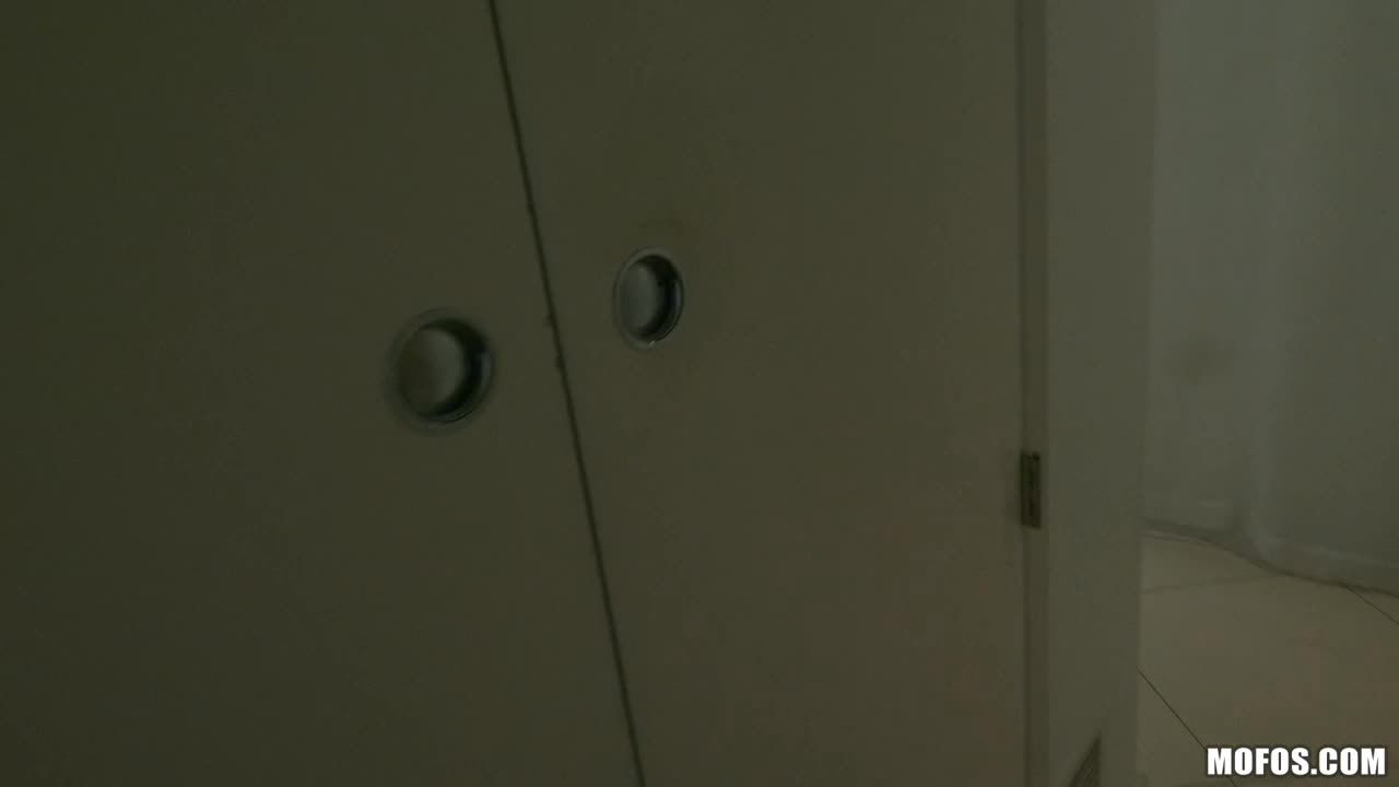 Ember Snow - While masturbating in her room, she catches guy jerking off