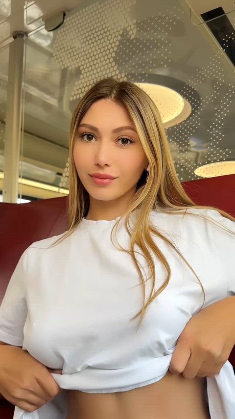 I like showing boobs in train