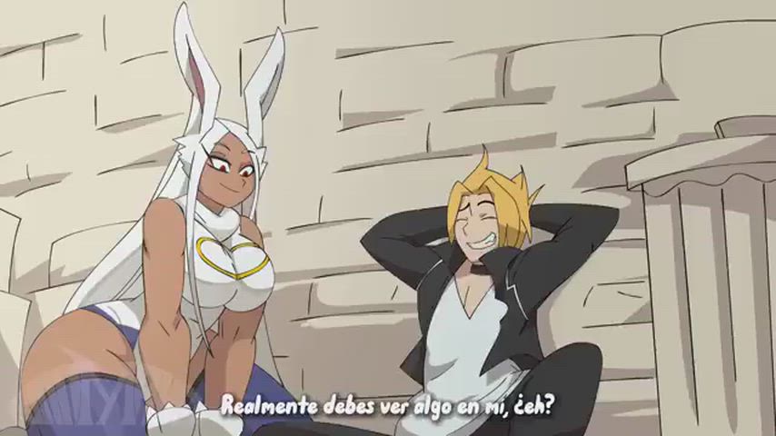 Mirko taking care of Kaminari during internship[Boku no hero academia]