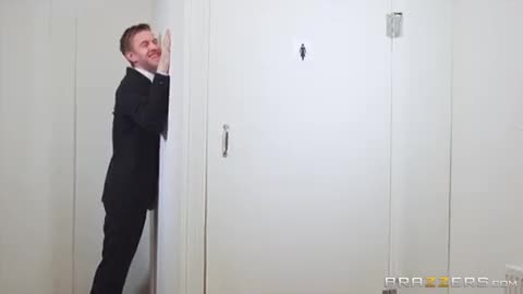 Susy Gala Sucks Huge Dick Through Hole In The Bathroom