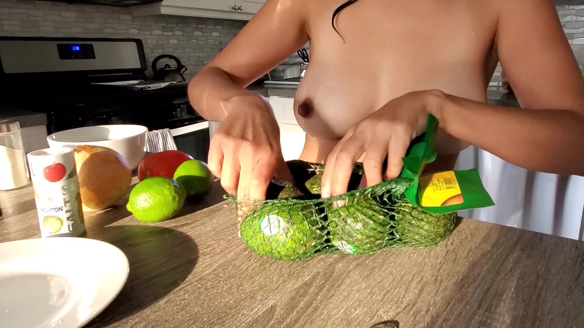 Prepping some guacamole.