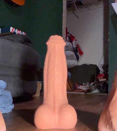 Taking a monster dildo break while remodeling my man cave