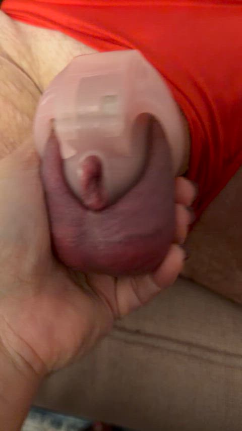 Squeeze the cum out and give him a taste