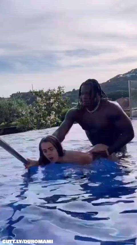 Amateur BBC Hardcore Interracial Outdoor Pool Rough Submissive pounding Porn GIF by duromami
