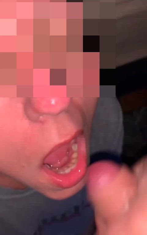 Hubby dumped such a thick load in my opened mouth. I almost lost it! I love a good thick mouthful of cum. So yummy 😍🤤