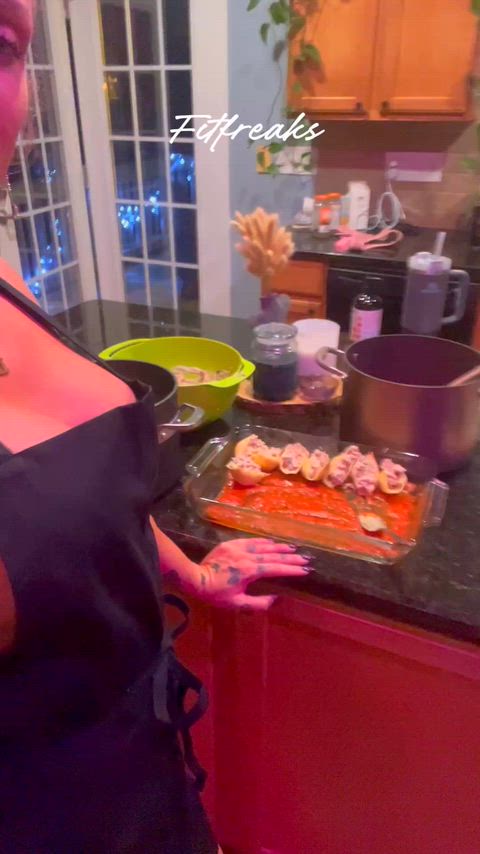 Made stuffed shells for hubby and he ended up stuffing mine before i could finish cooking lol