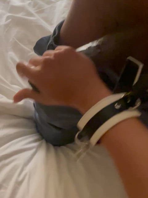 Helping him lube up his huge BBC so he can stretch my tight Latina pussy!