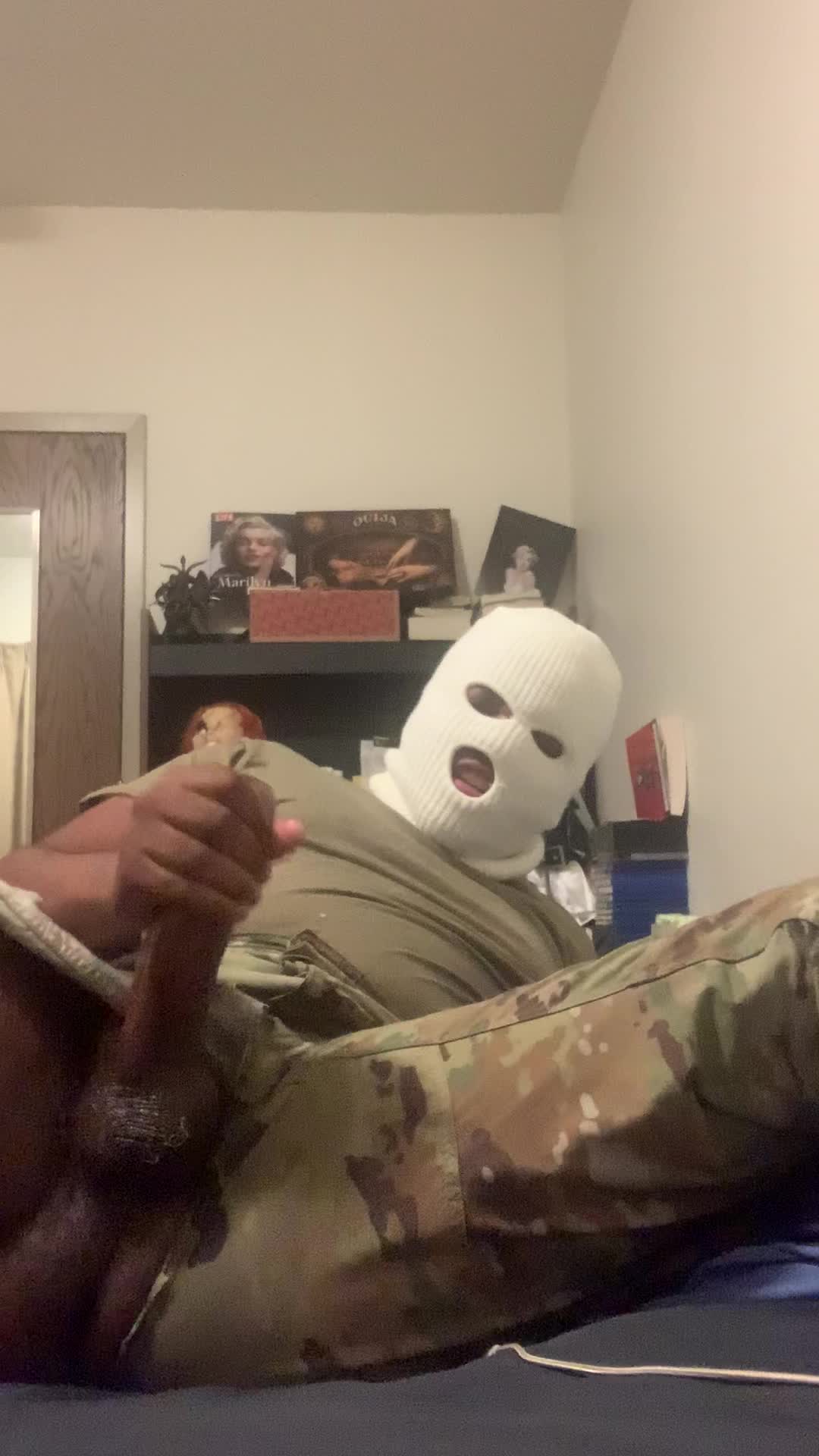 A cum shot in uniform