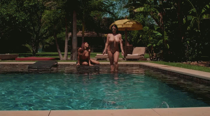 Angela by pool