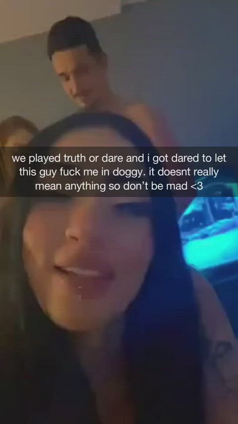 I went to this party with my sis and her friends but I could only go under my gf condition as a woman thinking that would prevent me from cheating, during we played truth or dare and I chose dare. I was never one to back away from a dare especially not now. I send a vid to my gf so she’s aware(RP)