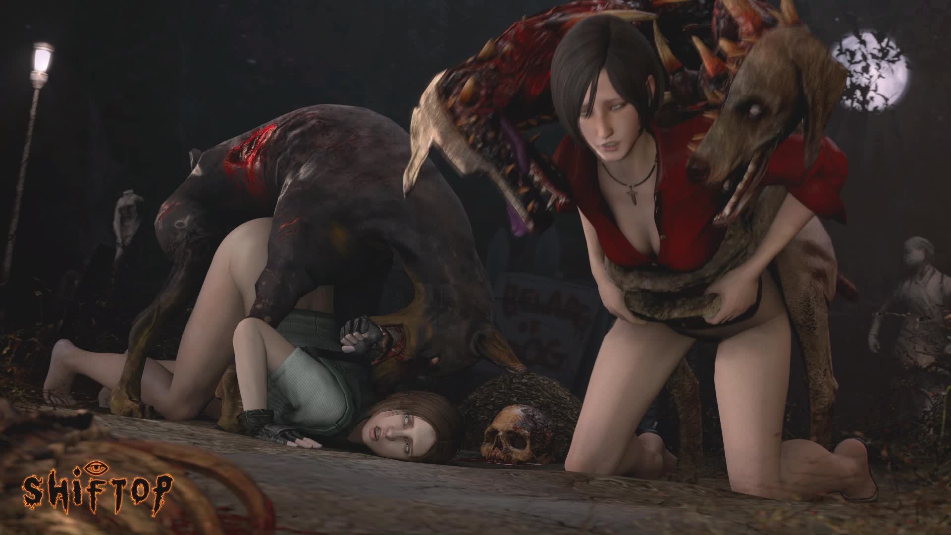 Getting gangbanged by demonic hounds