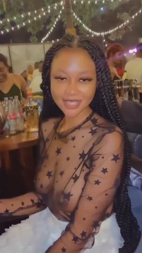 Sheer top and braless in public 🔥